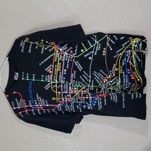 2000s NYC new york city Subway line black crew neck Large track lines
